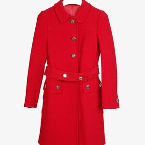 Prada Runway Red Belted Wool Coat